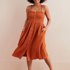 Burnt Orange/Rust Midi Dress with Straps